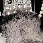 Shinning Diamond Grey Fur Iphone Case For 4 / 4s